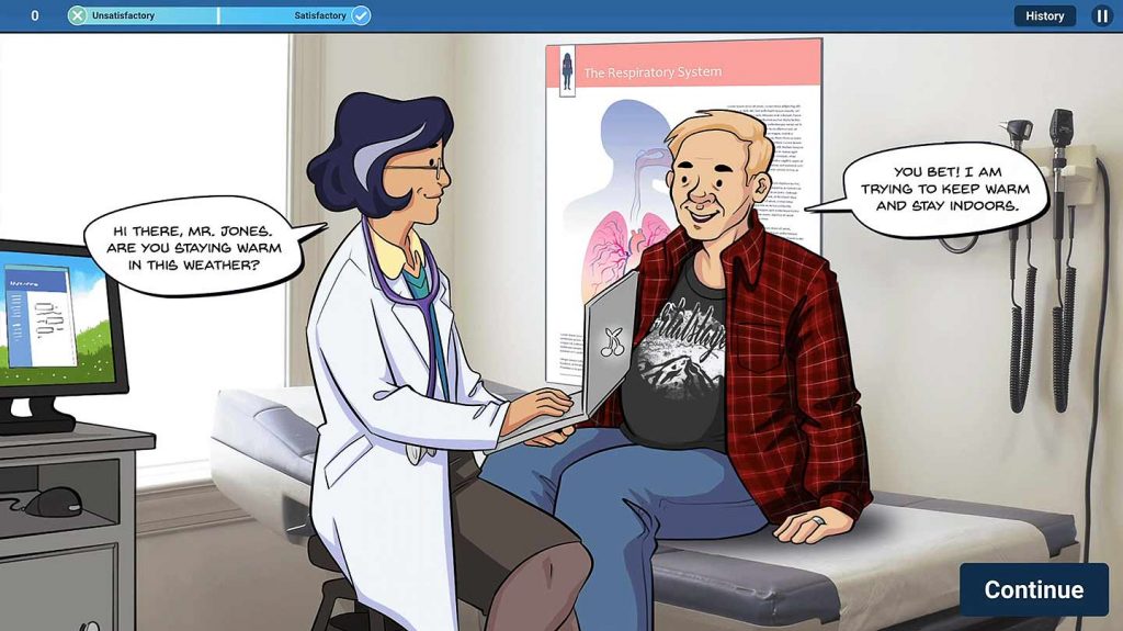 Illustration of doctor talking to patient